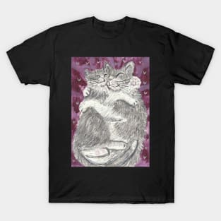 Gray cat snuggles T-Shirt